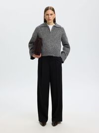 ALPACA BLEND HALF-ZIP JUMPER, Medium Grey Melange, highres