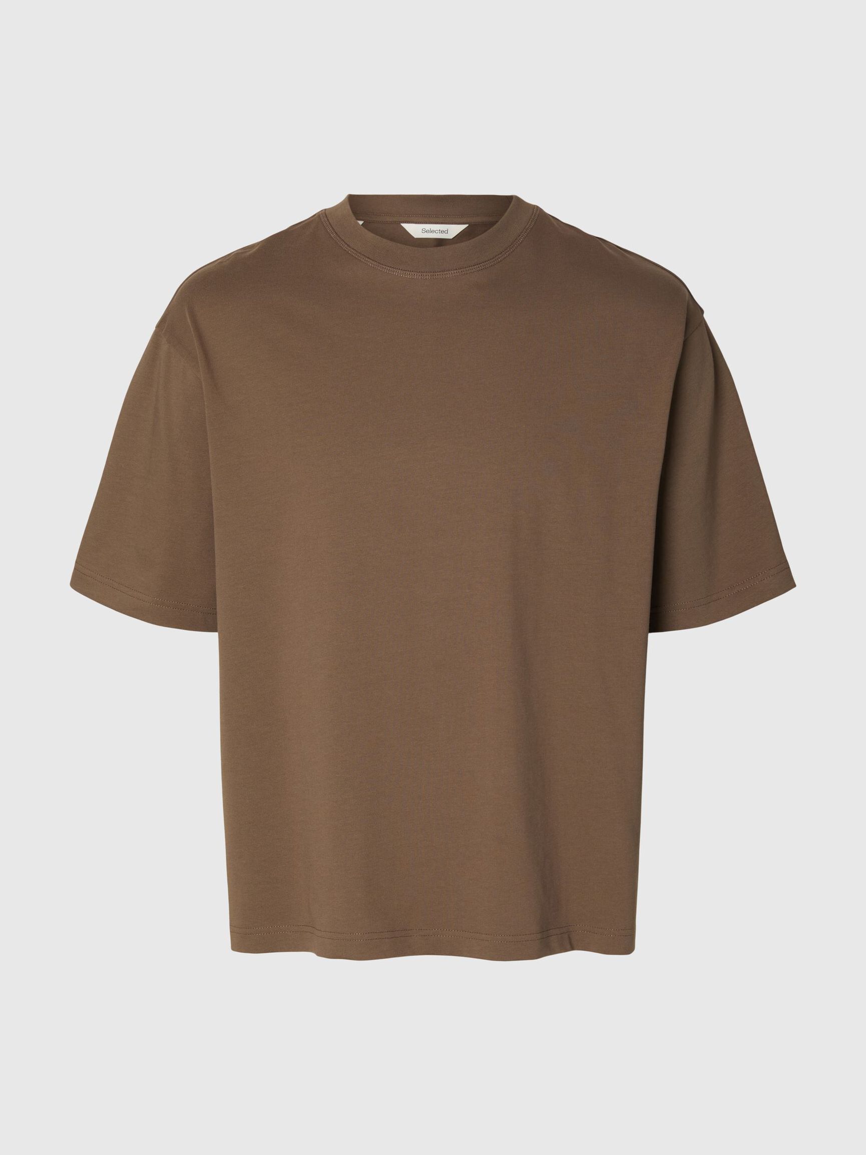 100% COTTON CREWNECK T-SHIRT, Chocolate Chip, highres