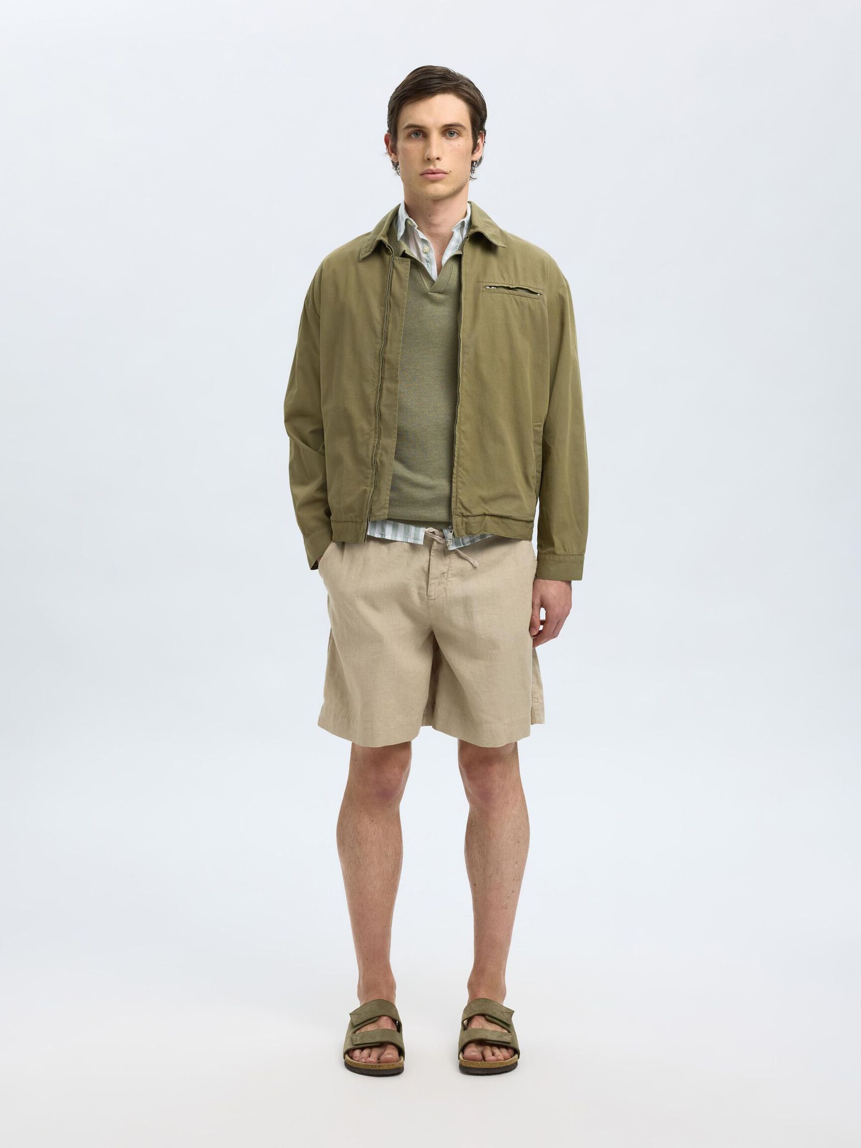 SHORT SLEEVED KNITTED POLO SHIRT, Vetiver, highres
