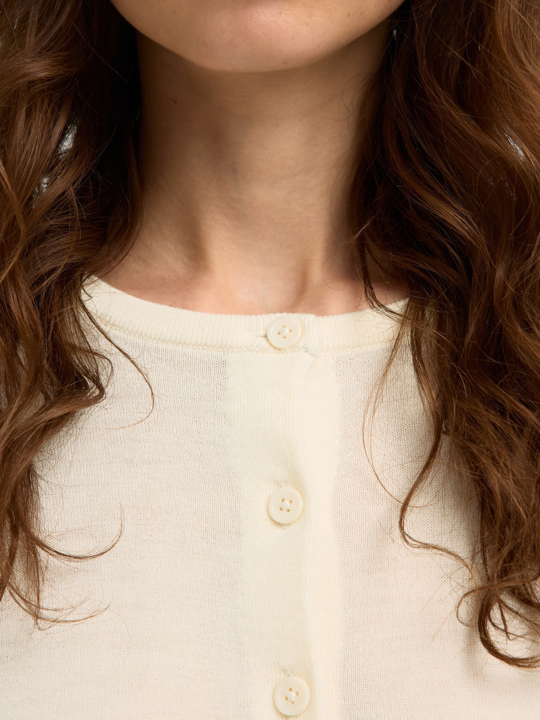 100% MERINO WOOL KNITTED CARDIGAN, Egret, highres