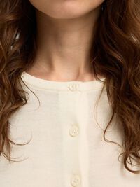 100% MERINO WOOL KNITTED CARDIGAN, Egret, highres