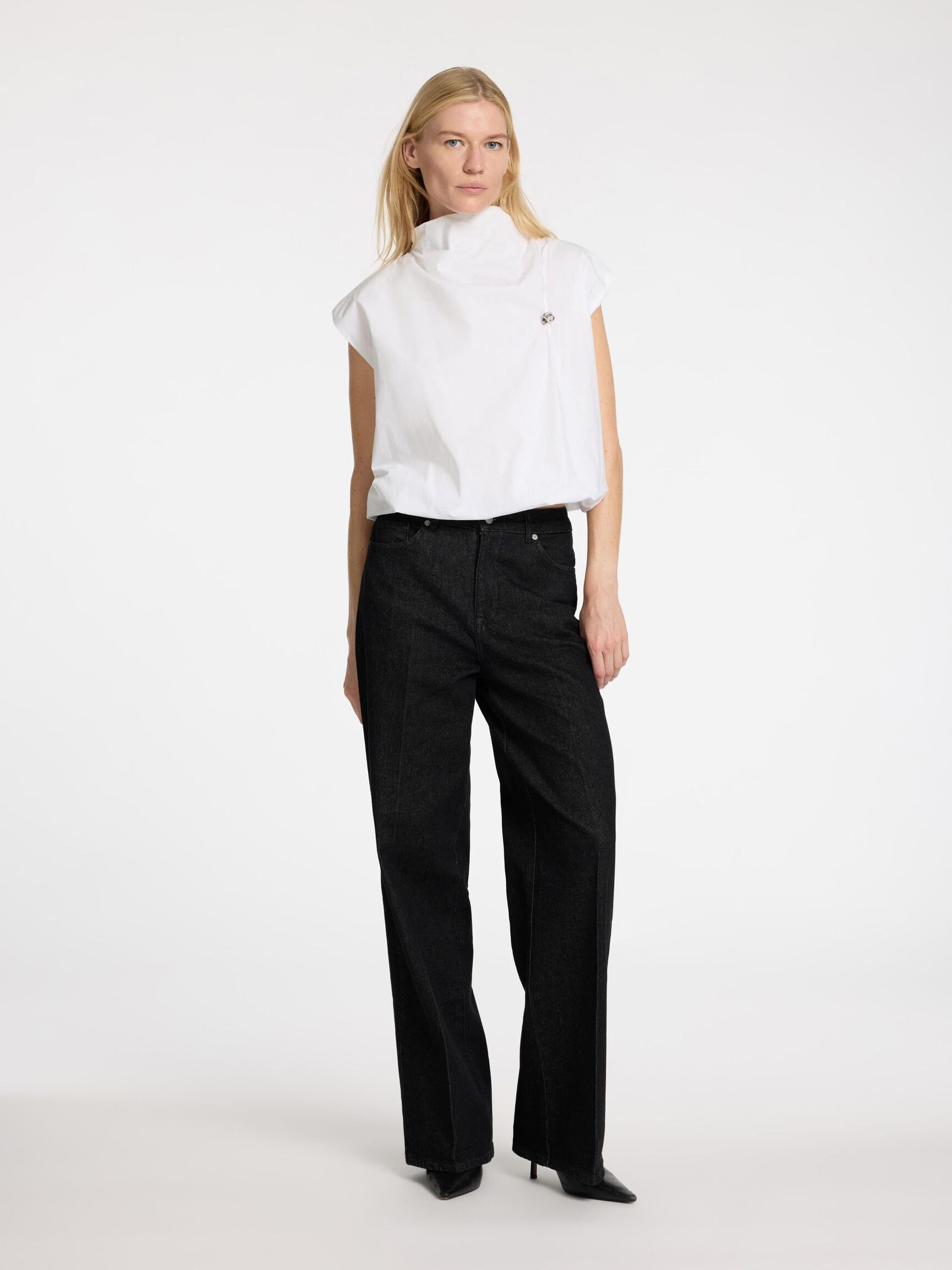 HØY HALS CROP-TOPP, Bright White, highres