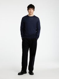 100% MERINO WOOL CREWNECK JUMPER, Navy Blazer, highres