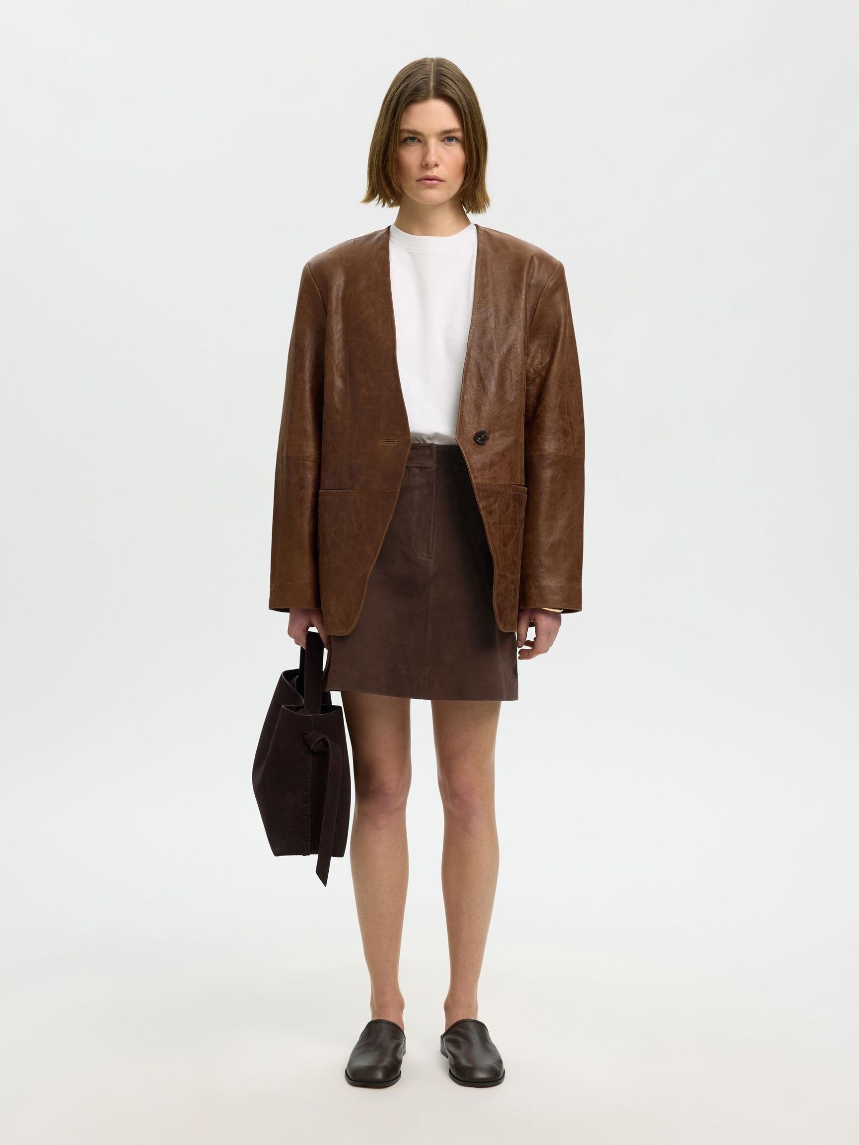 SUEDE MINI SKIRT, Delicioso, highres
