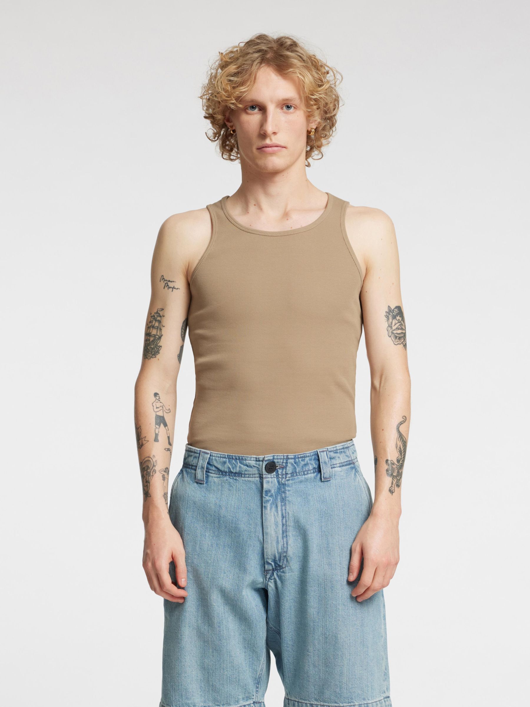 REGULAR FIT TANK TOP, Weathered Teak, highres