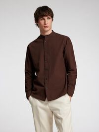 LONGSLEEVE LINNENMIX OVERHEMD, Coffee Bean, highres