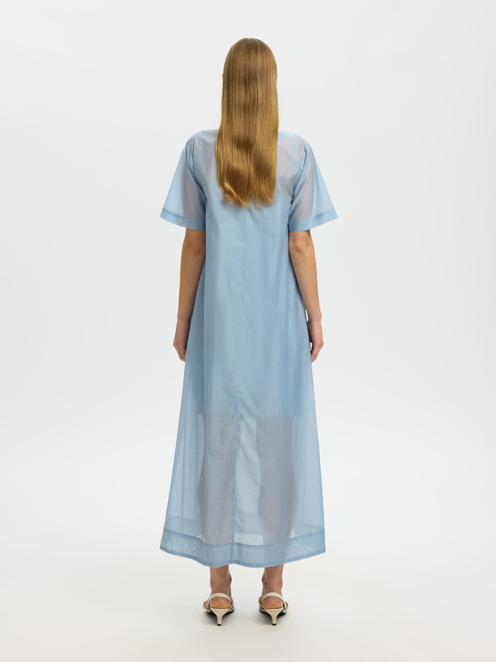 MAXI KLEID MIT KURZEN ÄRMELN, Dusty Blue, highres
