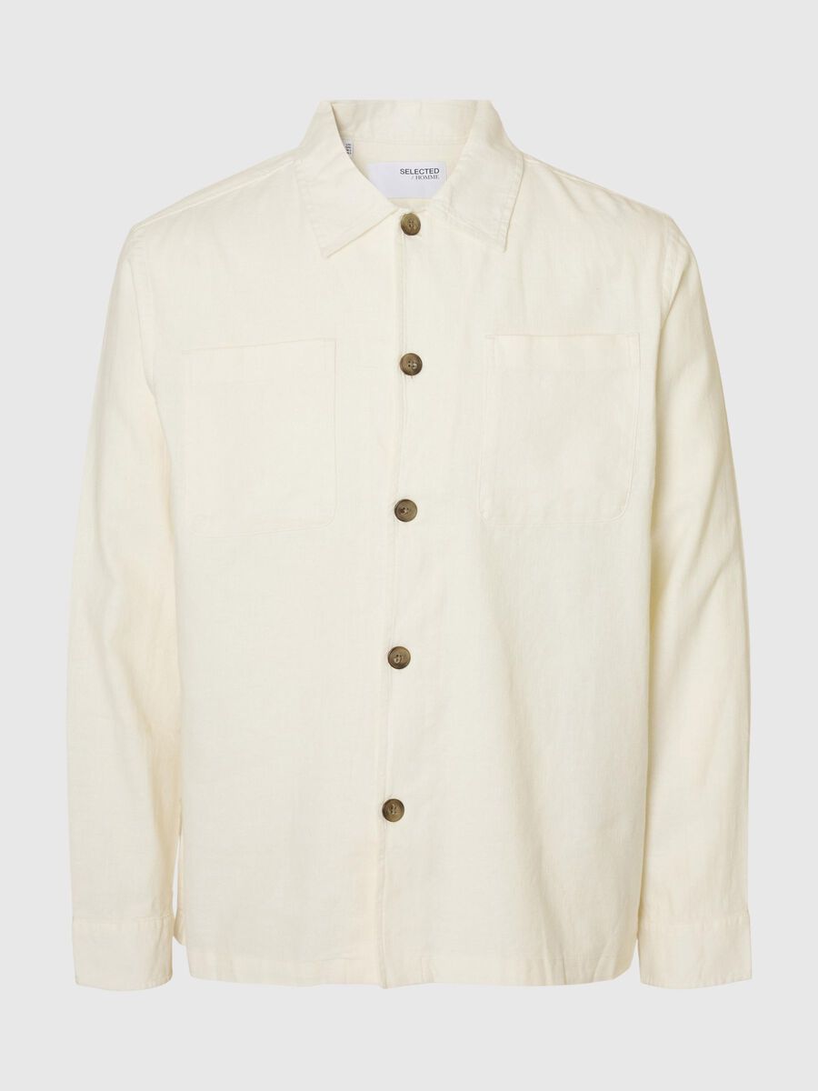 Selected LEINENMIX OVERSHIRT, Cloud Dancer, highres - 16096220_CloudDancer_001.jpg