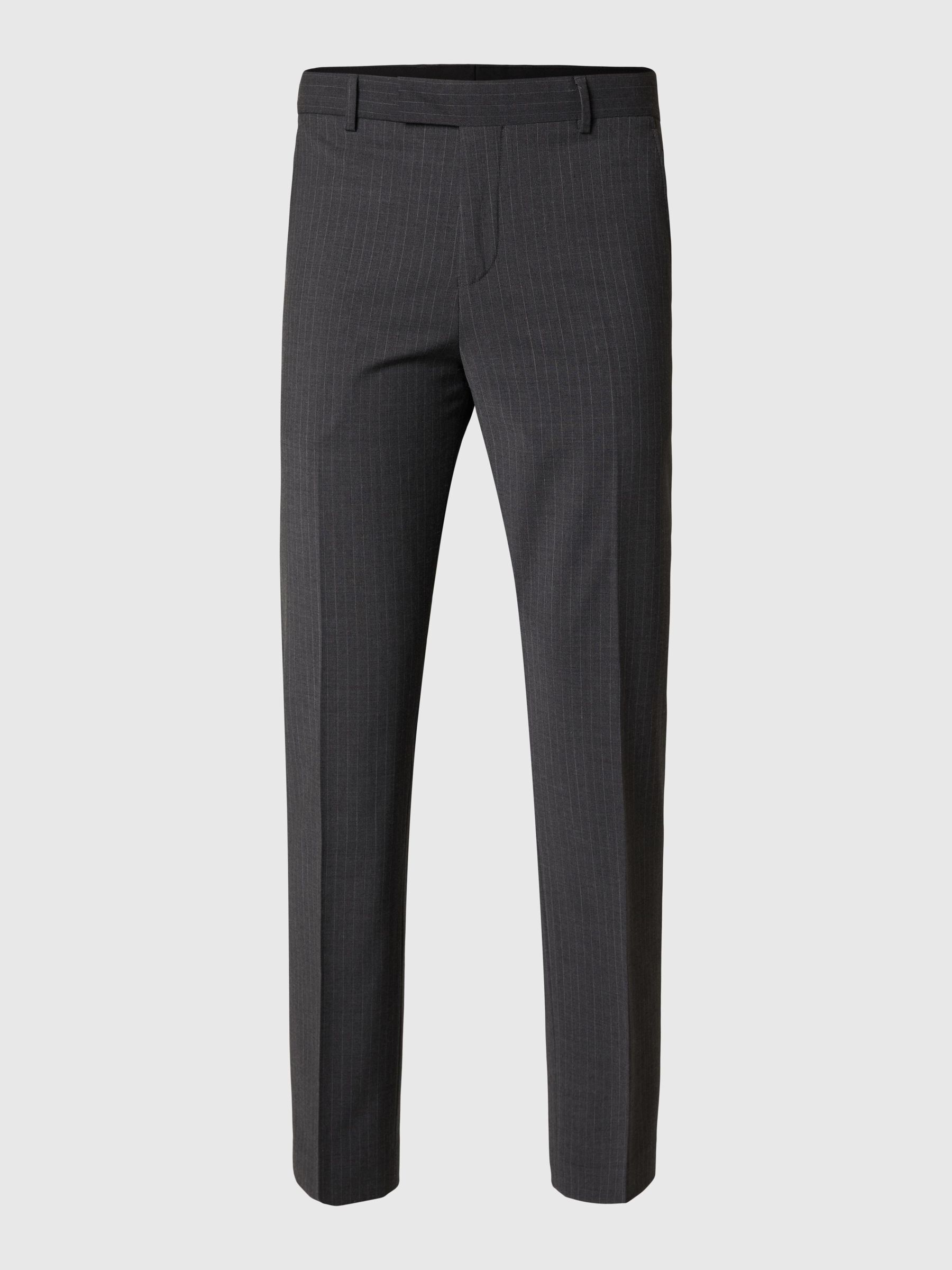 PINSTRIPE SUIT TROUSERS | Grey | Selected