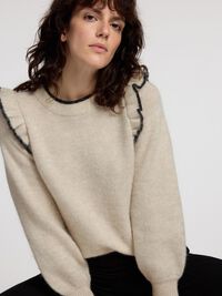 FRILLED PULLOVER, Birch, highres
