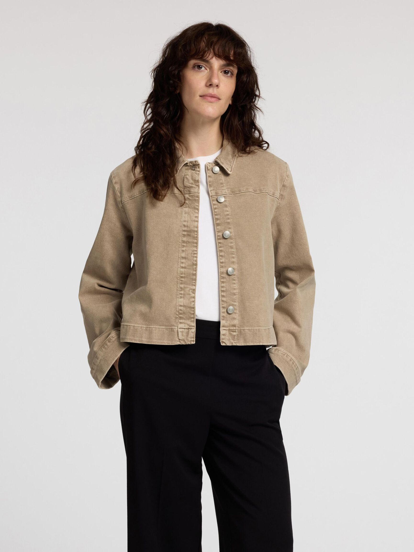 BOXY FIT JEANSJACKE, Beige Denim, highres