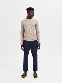 SLIM TAPERED LINEN BLEND TROUSERS, Dark Sapphire, highres