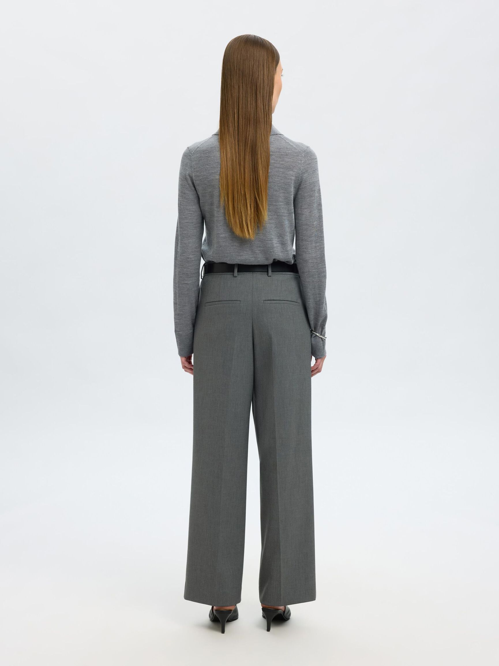 CORTE ANCHO PANTALONES DE TRAJE, Medium Grey Melange, highres