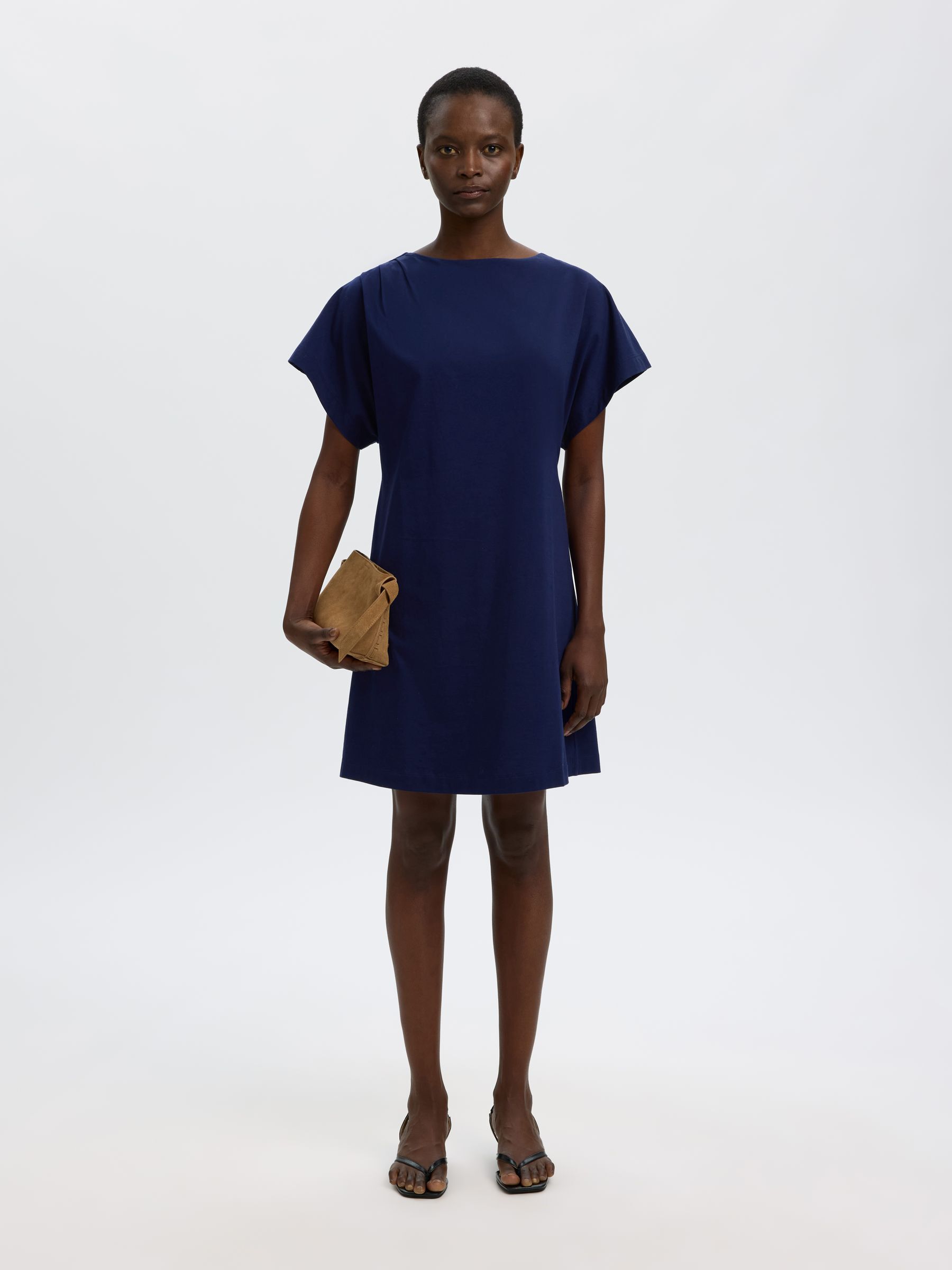 COTTON SHORT SLEEVED MINI DRESS, Ocean Cavern, highres
