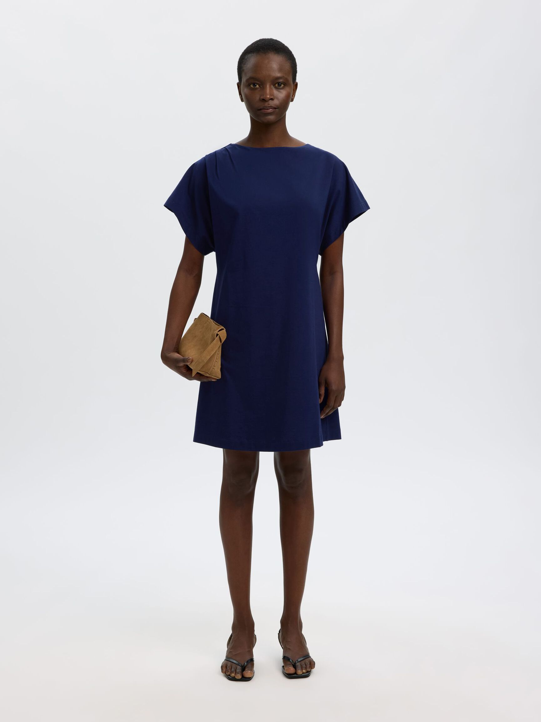 COTTON SHORT SLEEVED MINI DRESS, Ocean Cavern, highres