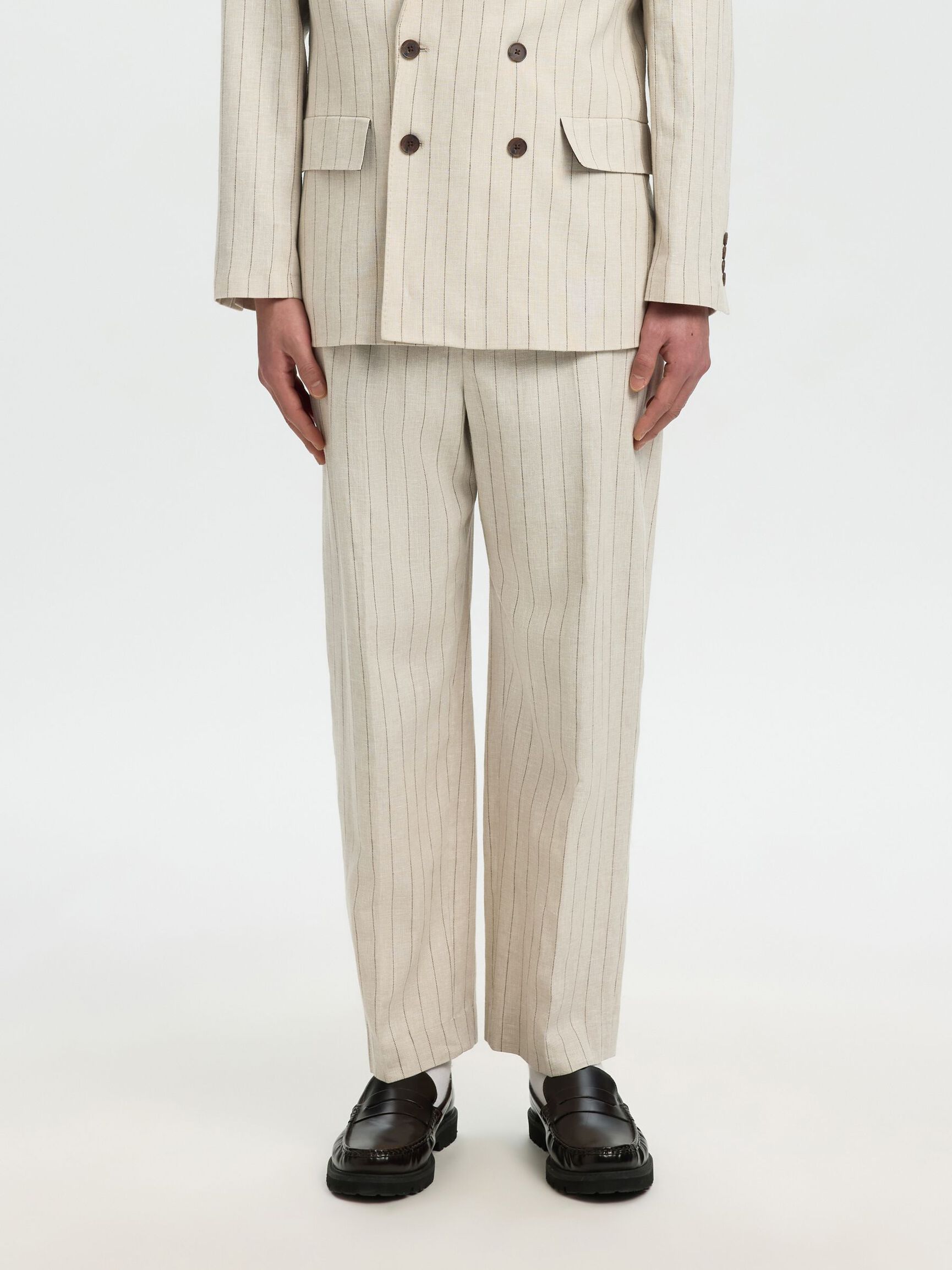 RELAXED FIT SUIT TROUSERS, Oatmeal, highres