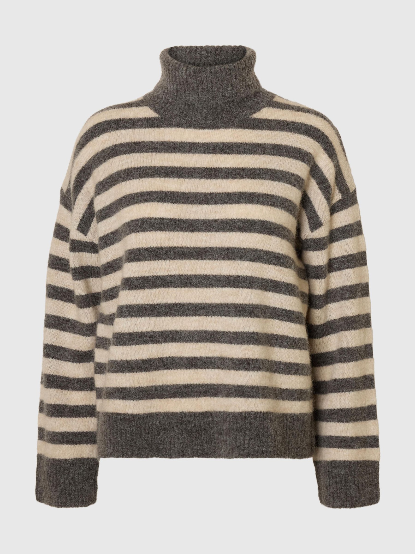 WOOL BLEND TURTLENECK, Medium Grey Melange, highres