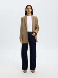 HIGH WAIST WIDE LEG JEANS, Dark Blue Denim, highres