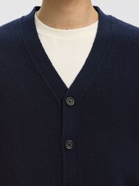 RELAXED FIT WOOL BLEND CARDIGAN, Sky Captain, highres