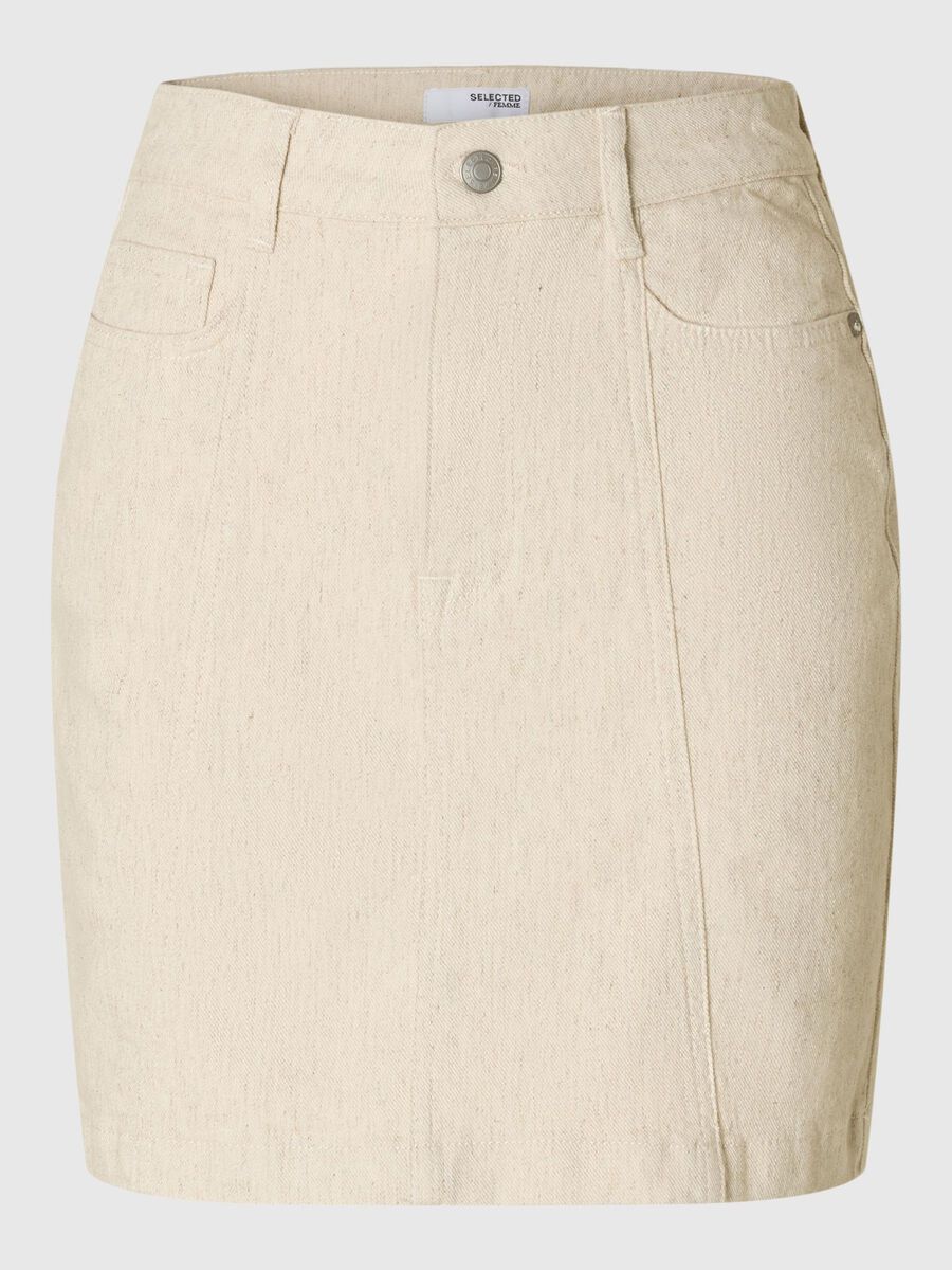 Selected HIGH WAISTED DENIM SKIRT, Egret, highres - 16097714_Egret_1185408_001.jpg