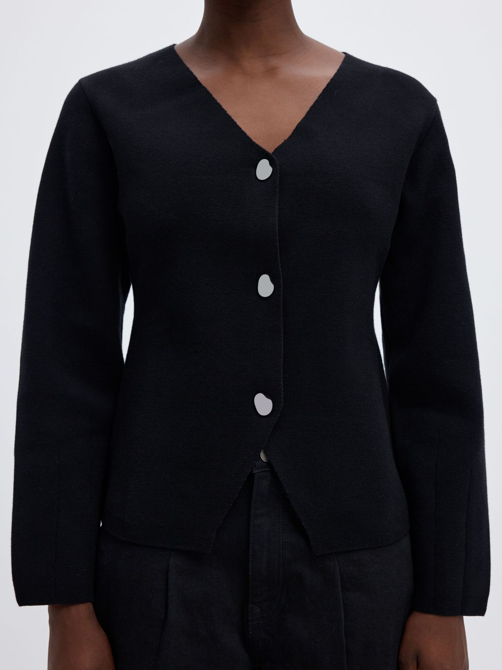 BAUMWOLLMIX STRICKJACKE, Black, highres