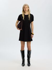 VISCOSE BLEND MINI DRESS, Black, highres