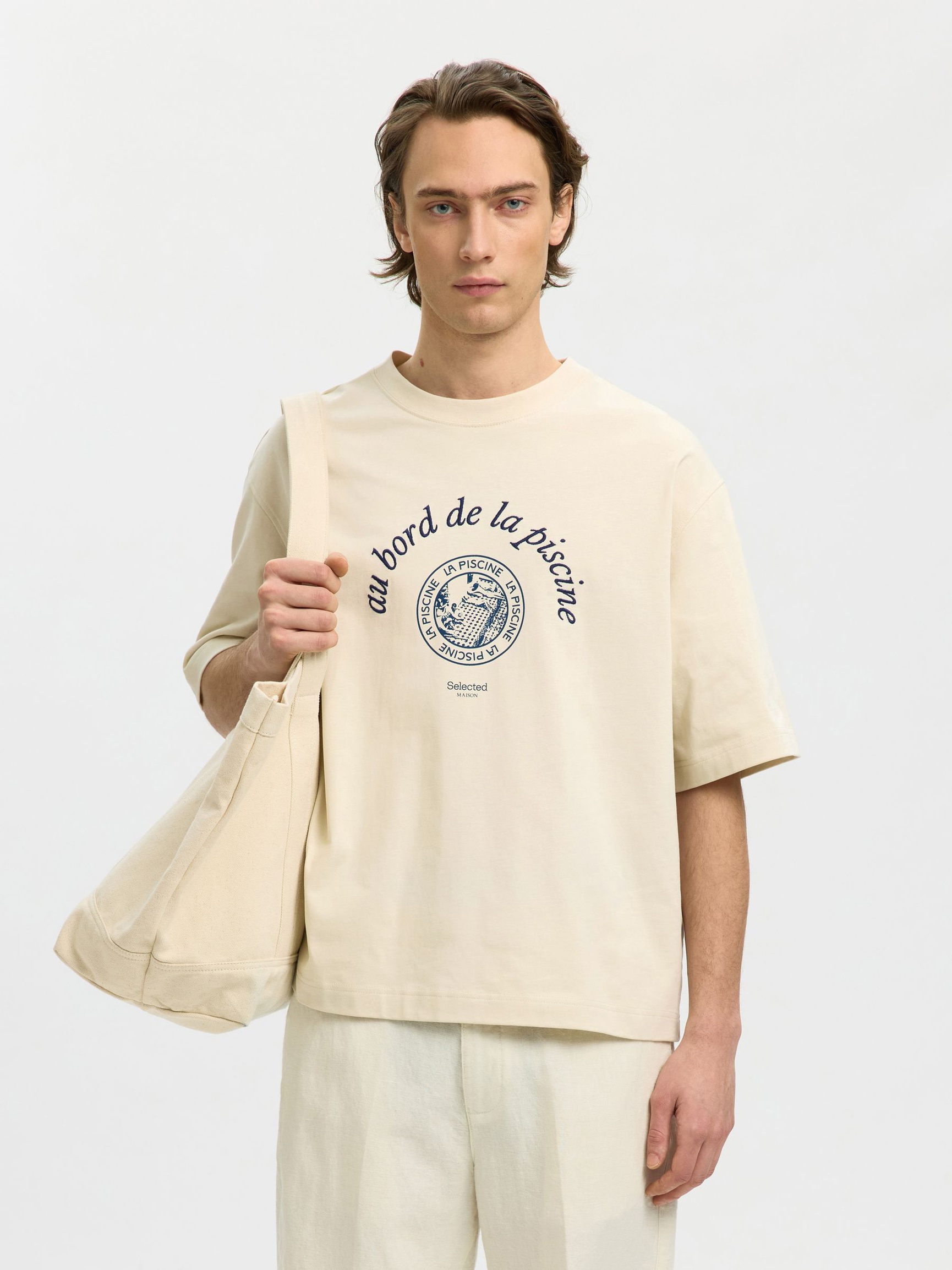 PRINTED COTTON T-SHIRT, Birch, highres
