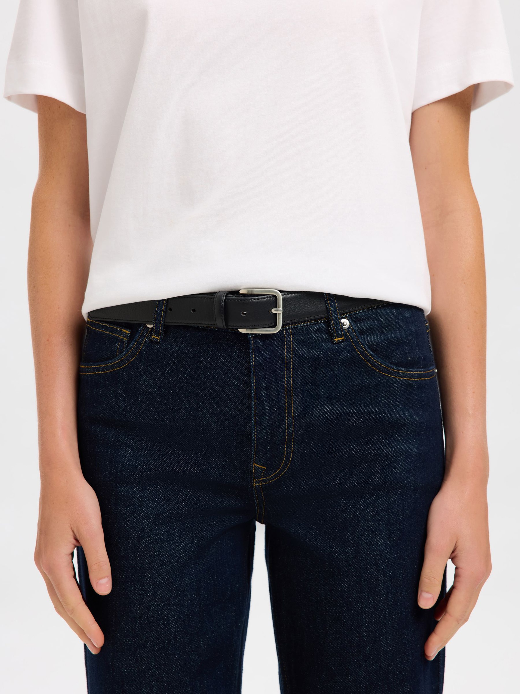 CLASSIQUE CEINTURE EN CUIR, Black, highres
