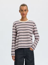 GESTREEPT T-SHIRT MET LANGE MOUWEN, Winsome Orchid, highres