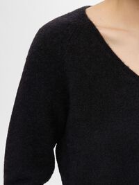 WOLLGEMISCH V-AUSSCHNITT PULLOVER, Black, highres