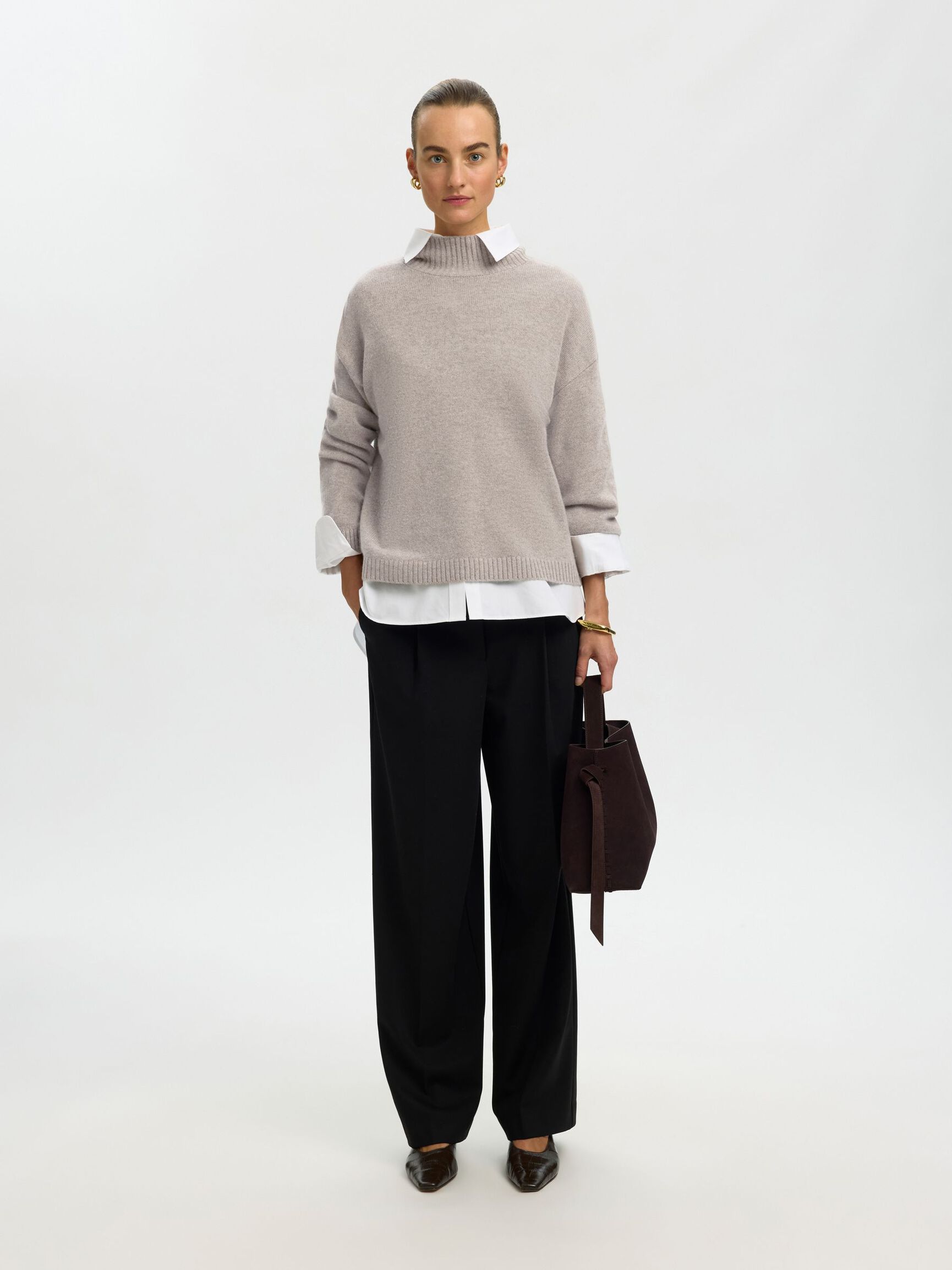 CASHMERE-BLANDING STRIKTRØJE, Irish Cream, highres