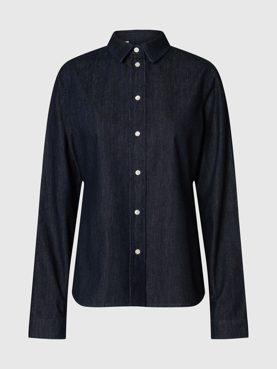 Selected AJUSTADA DE MANGAS LARGAS CAMISA VAQUERA, Dark Blue Denim, highres - 16098927_DarkBlueDenim_001.jpg