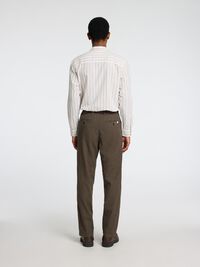 SLIM TAPERED LINEN BLEND TROUSERS, Forest Night, highres