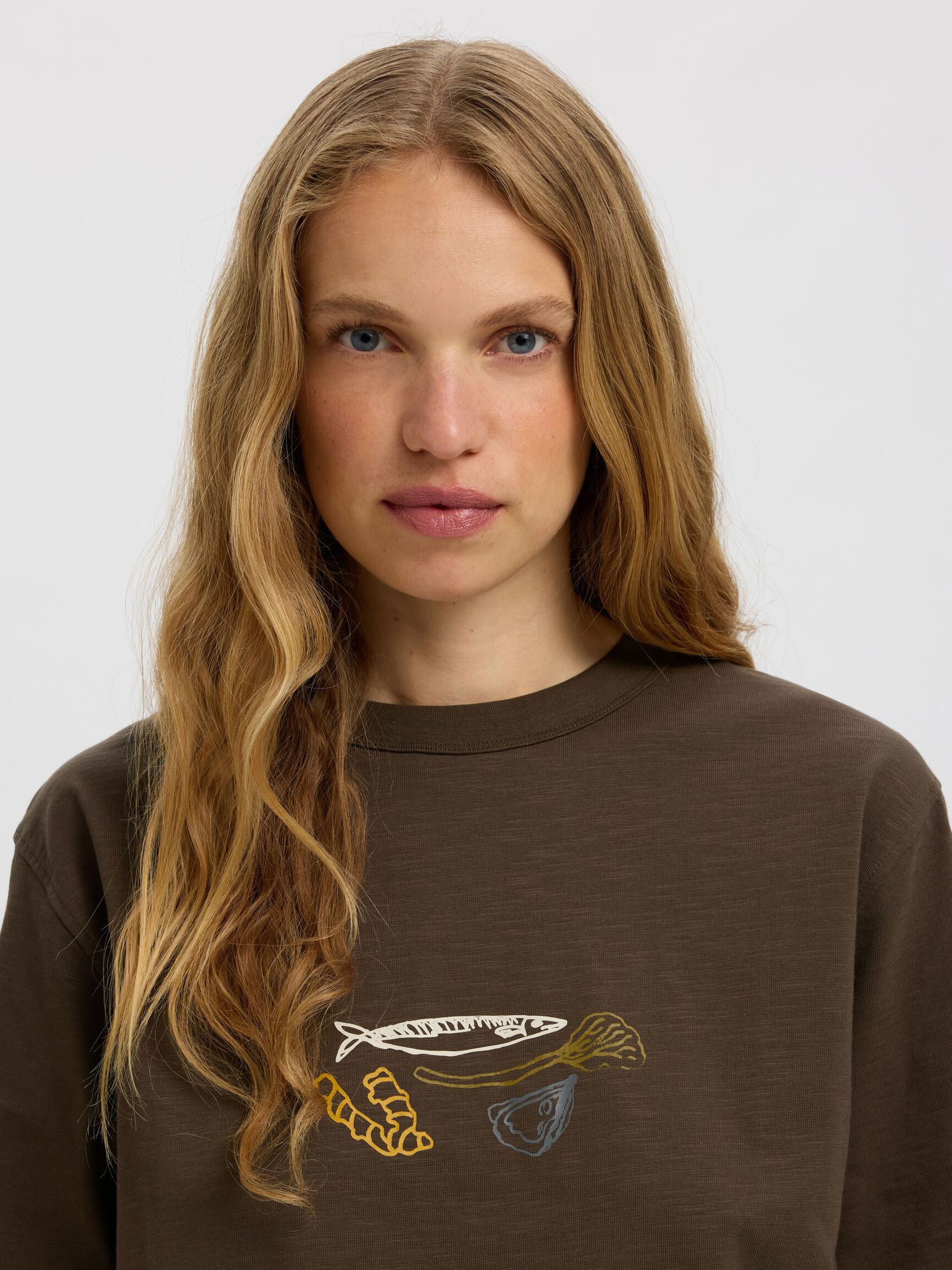 PRINT ØKOLOGISK BOMULD T-SHIRT, Turkish Coffee, highres