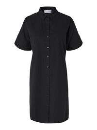 COTTON SHIRT DRESS, Black, highres