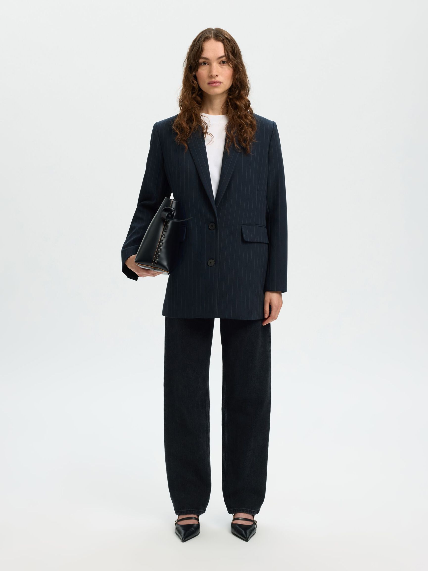 VISCOSE BLEND OVERSIZED BLAZER, Dark Sapphire, highres