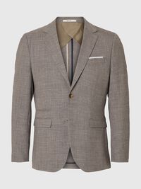 SLIM FIT SINGLE-BREASTED BLAZER, Dark Sand Melange, highres