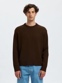 100% WOOL KNITTED JUMPER, Demitasse, highres