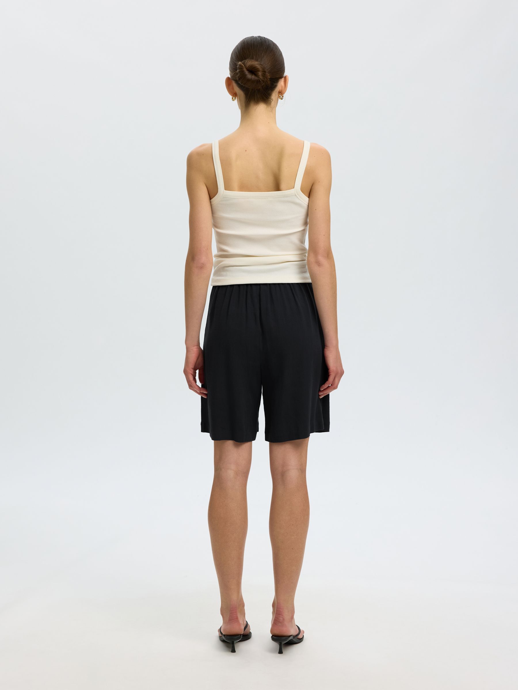 VISCOSE BLEND SHORTS, Black, highres