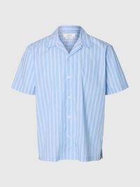 STRIPED SHORT SLEEVED SHIRT, Cashmere Blue, highres