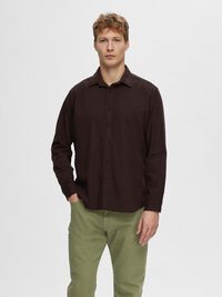 LONG-SLEEVED FLANNEL SHIRT, Chocolate Torte, highres