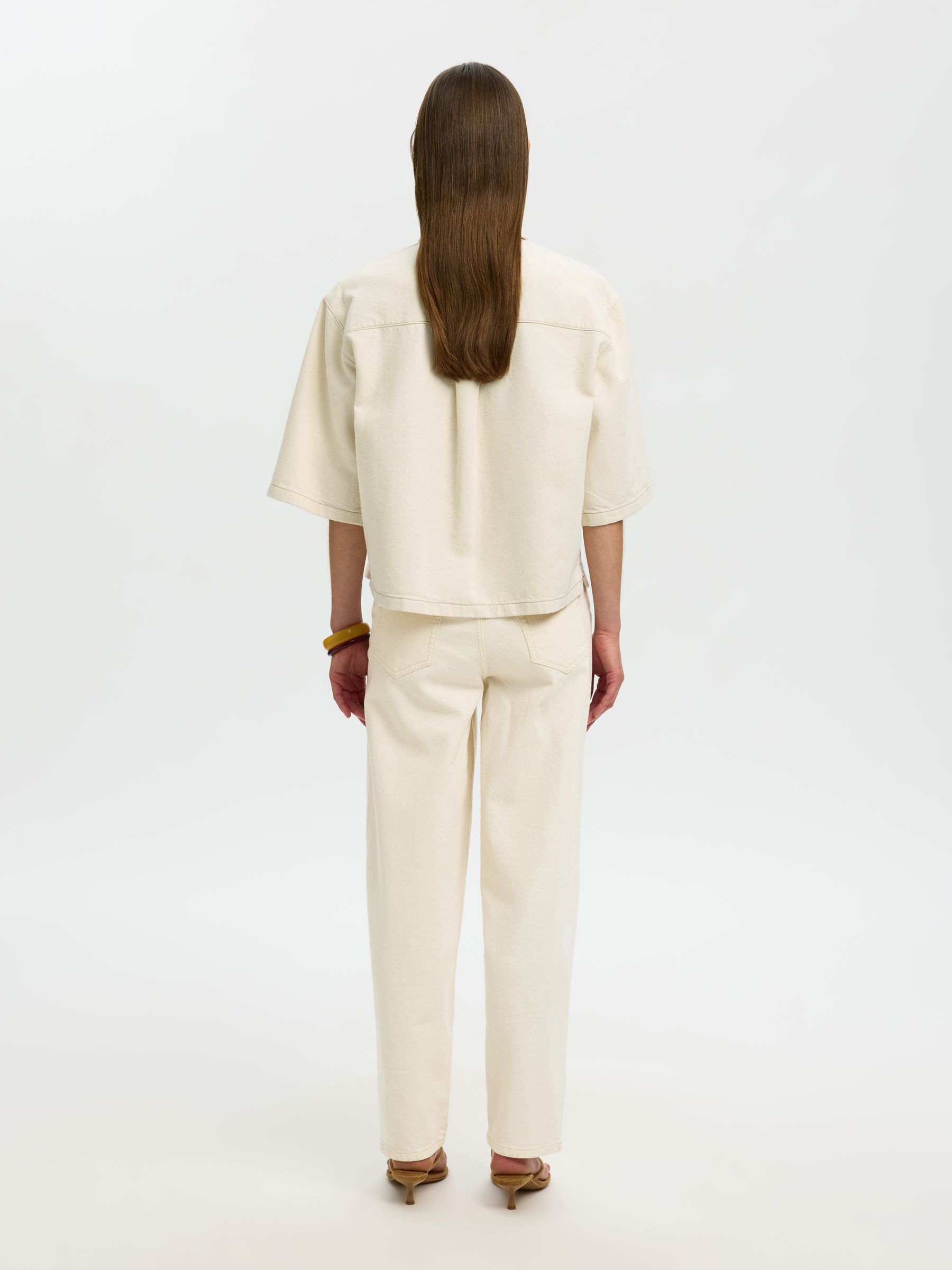 DENIM POLO SHIRT, Egret, highres