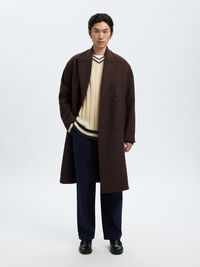 WOOL BLEND V-NECK JUMPER, Egret, highres