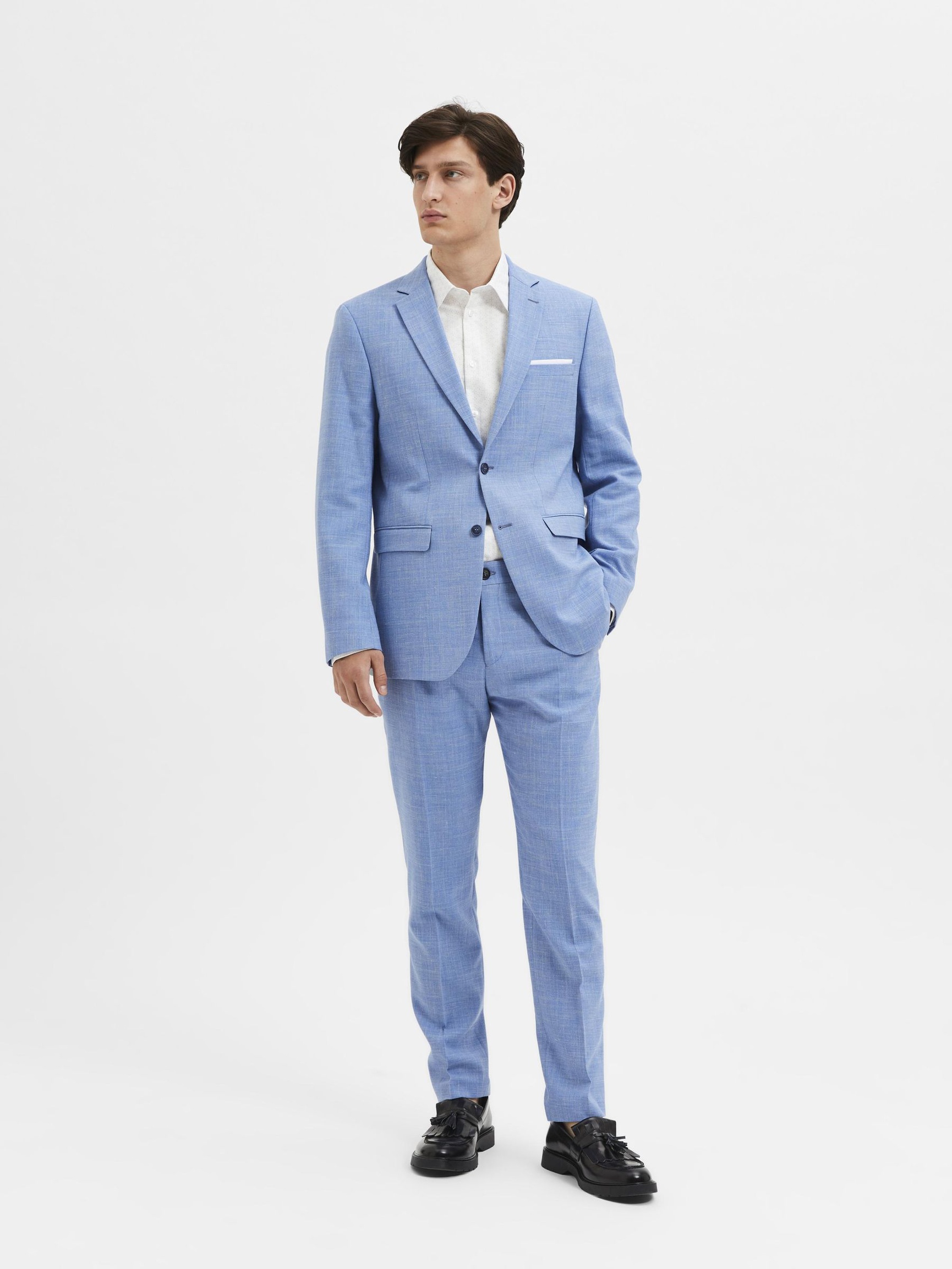 SLIM FIT SINGLE-BREASTED BLAZER, Light Blue, highres