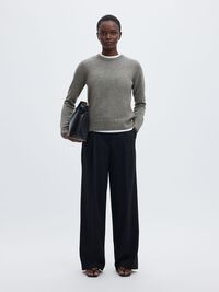 KASJMIR STRIKKET PULLOVER, Light Grey Melange, highres