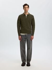 LONG SLEEVED HALF-ZIP JUMPER, Forest Night, highres