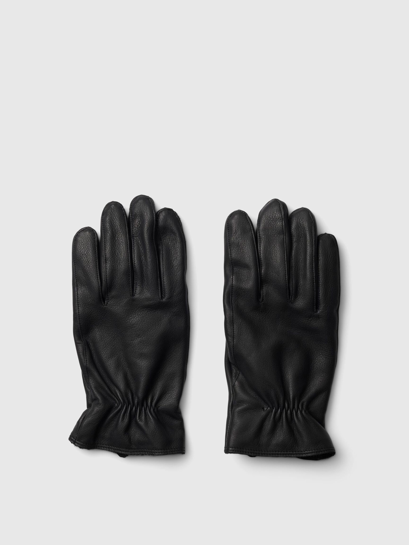 LEATHER GLOVES, Black, highres