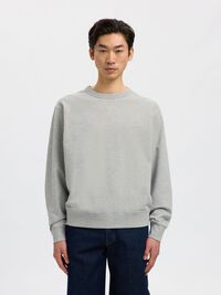 100% COTTON SWEATSHIRT, Light Grey Melange, highres