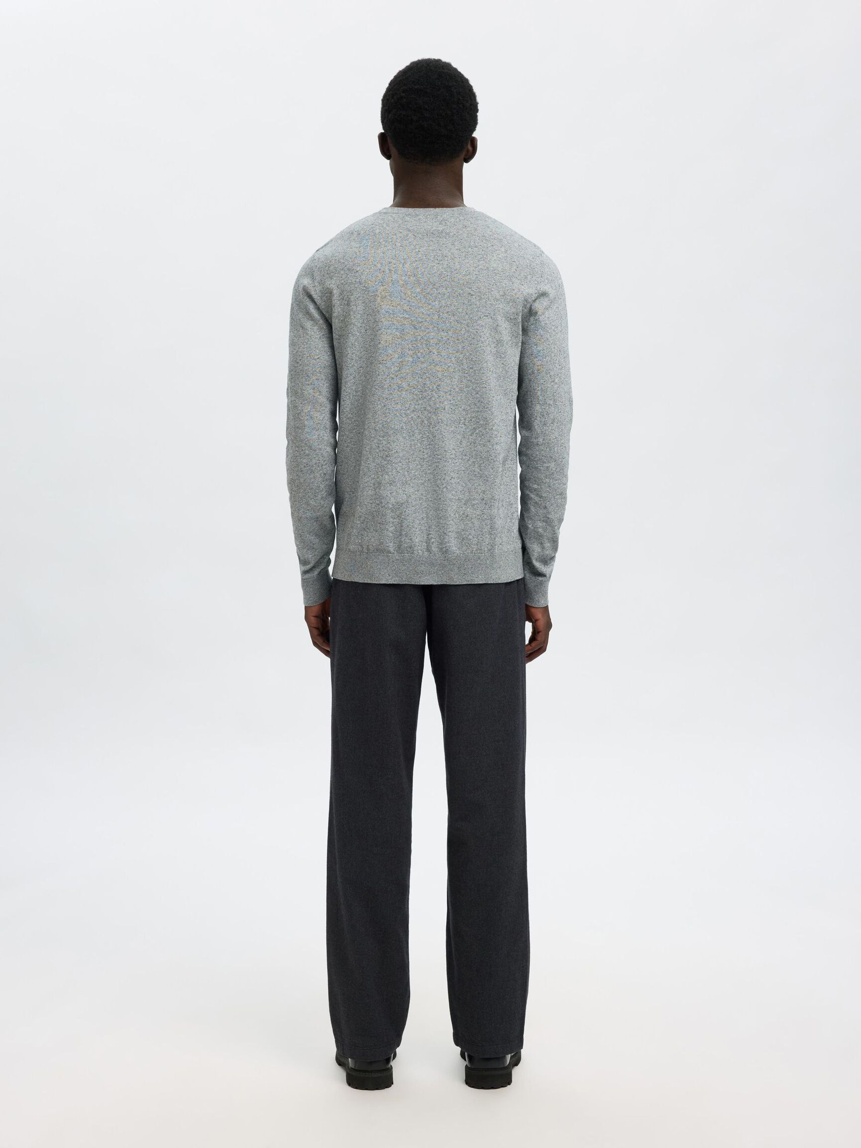 MANCHES LONGUES PULL EN MAILLE, Light Grey Melange, highres
