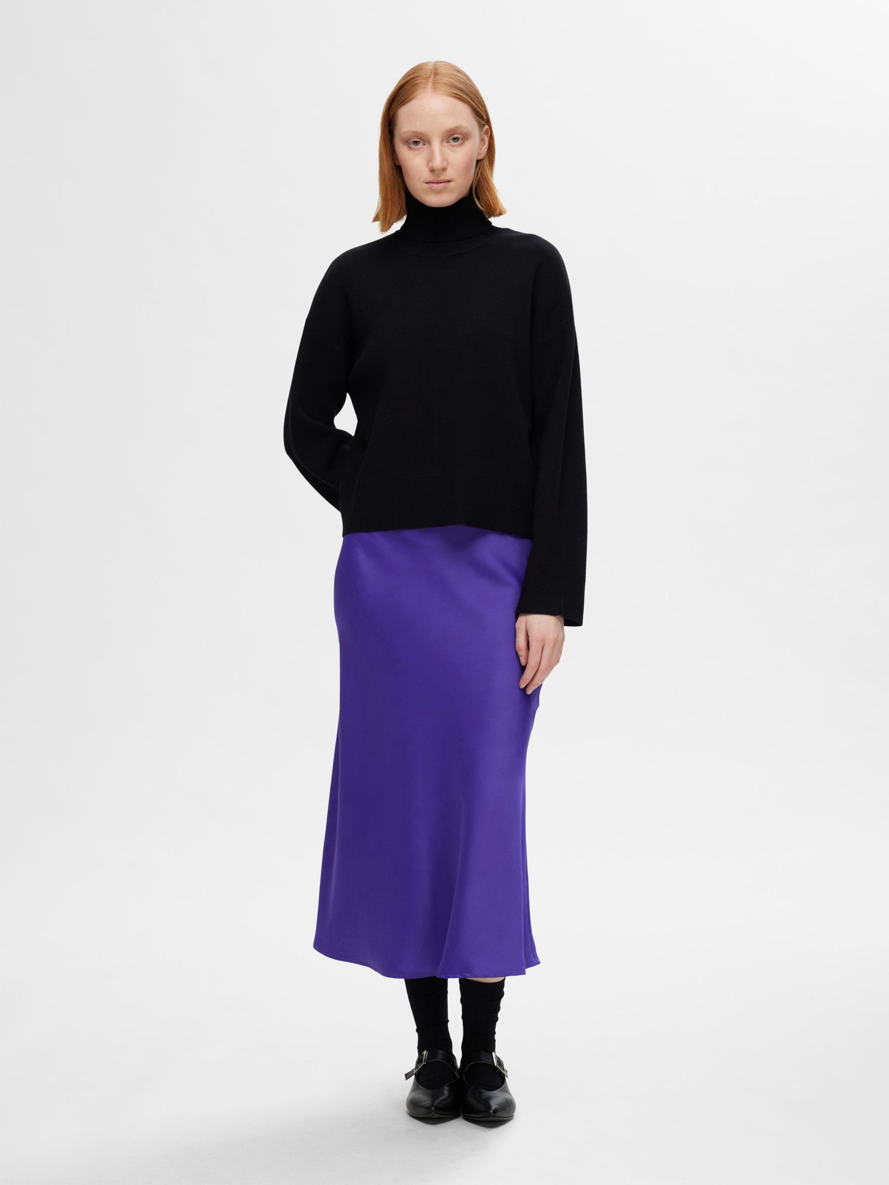 SATIJN MIDDELLANGE ROK, Liberty, highres